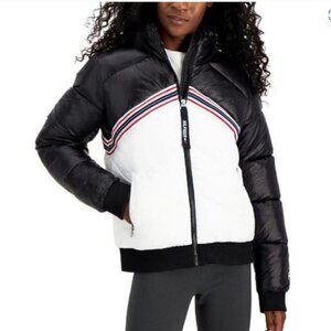 Tommy Hilfiger Sport Womens B/W Quilted Cold Weather Puffer Jacket Coat Size L